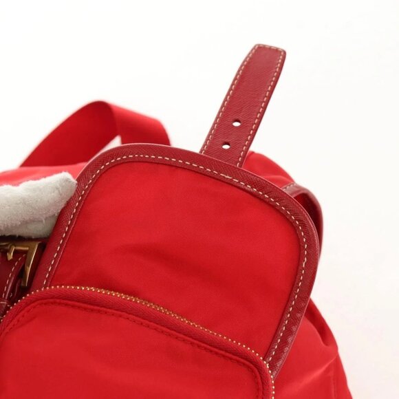 PRADA Backpack Nylon Red Gold Auth 158701V main image 12